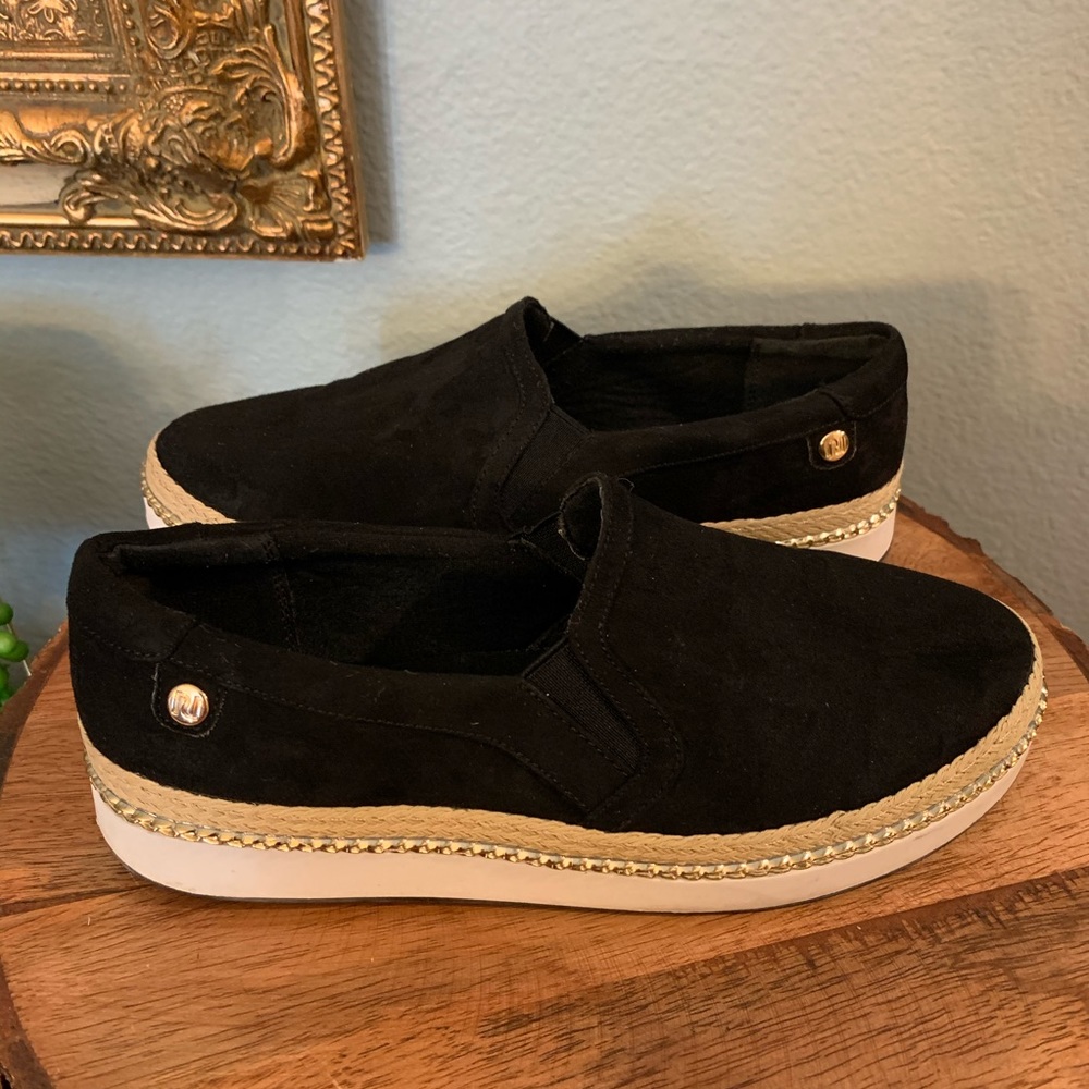 River Island Black Slip On Sneakers Size 6.5-7 View 6